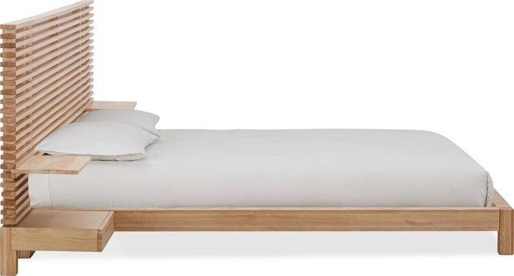 Tanner Queen-size Solid Ash Wall Bed with Integrated Nightstands in Flaxen – view 3