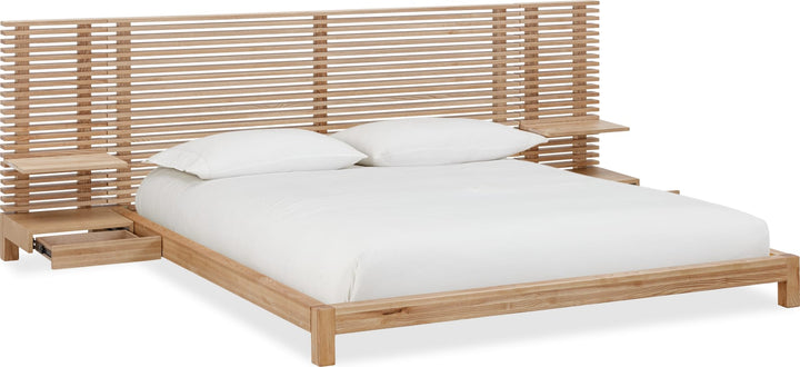 Tanner California King-size Solid Ash Wall Bed with Integrated Nightstands in Flaxen – view 4