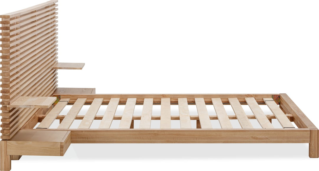 Tanner Queen-size Solid Ash Wall Bed with Integrated Nightstands in Flaxen – view 6