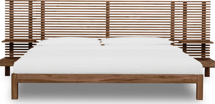 Tanner Full-size Solid Ash Wall Bed with Integrated Nightstands in Roux – view 2