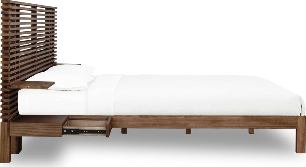 Tanner Full-size Solid Ash Wall Bed with Integrated Nightstands in Roux – view 3