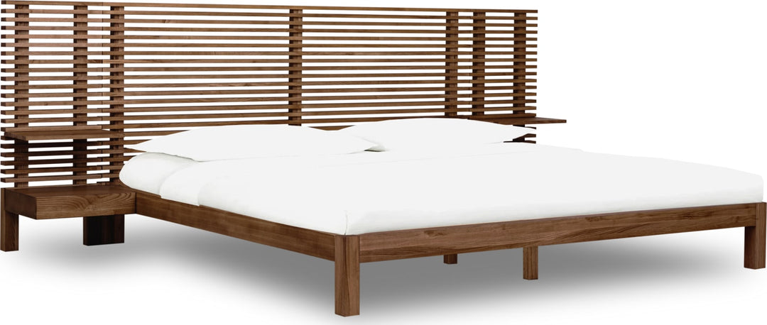 Tanner California King-size Solid Ash Wall Bed with Integrated Nightstands in Roux – view 4