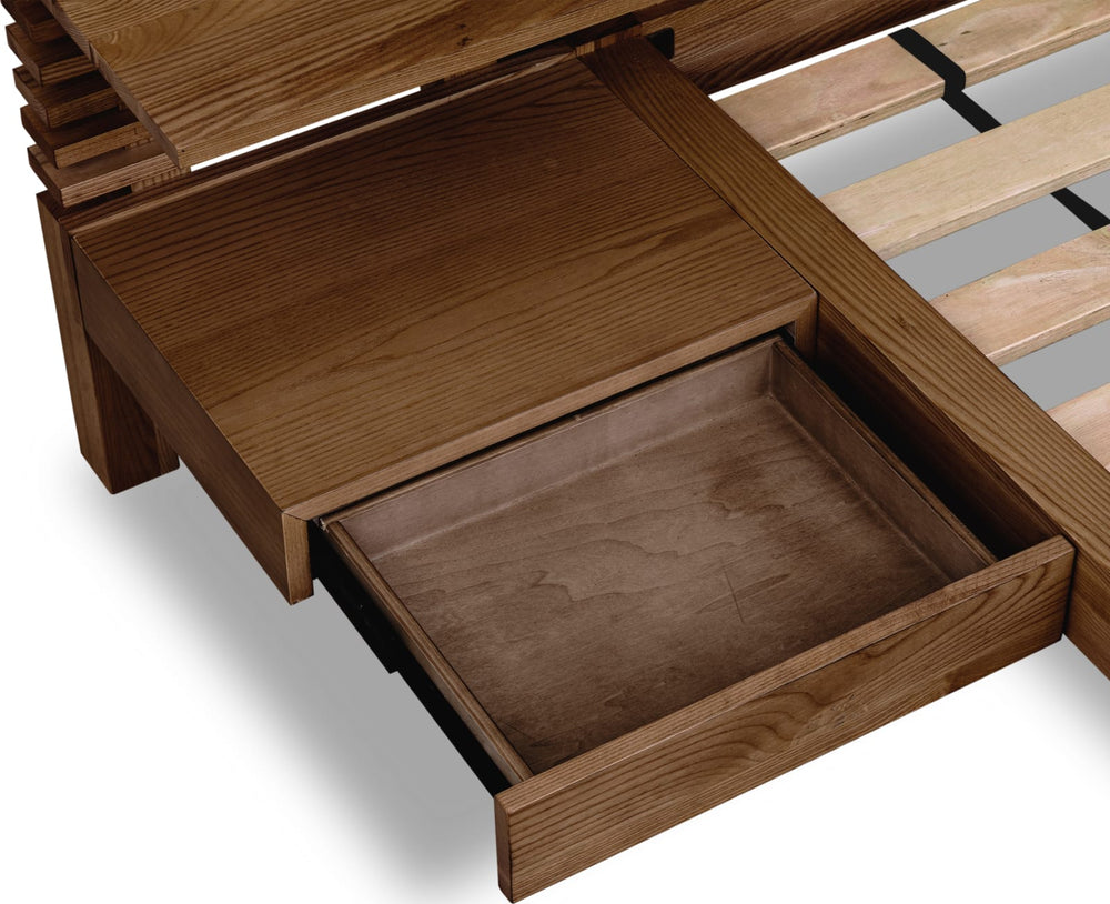 Tanner Full-size Solid Ash Wall Bed with Integrated Nightstands in Roux – view 5