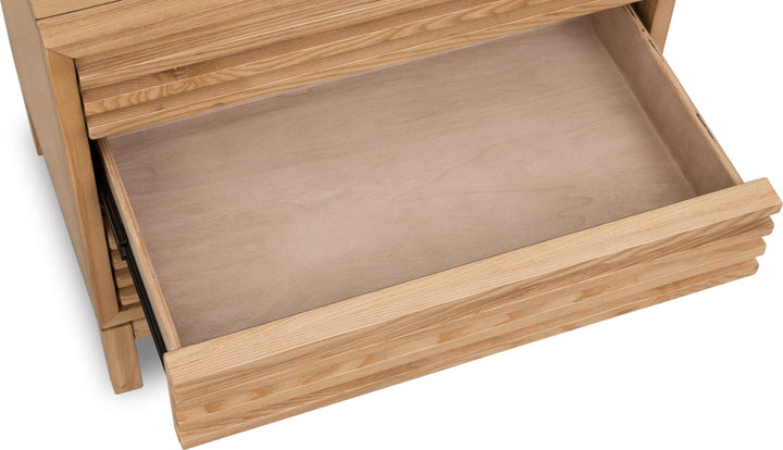 Tanner Three Drawer Ash Wood Nightstand in Flaxen – view 5