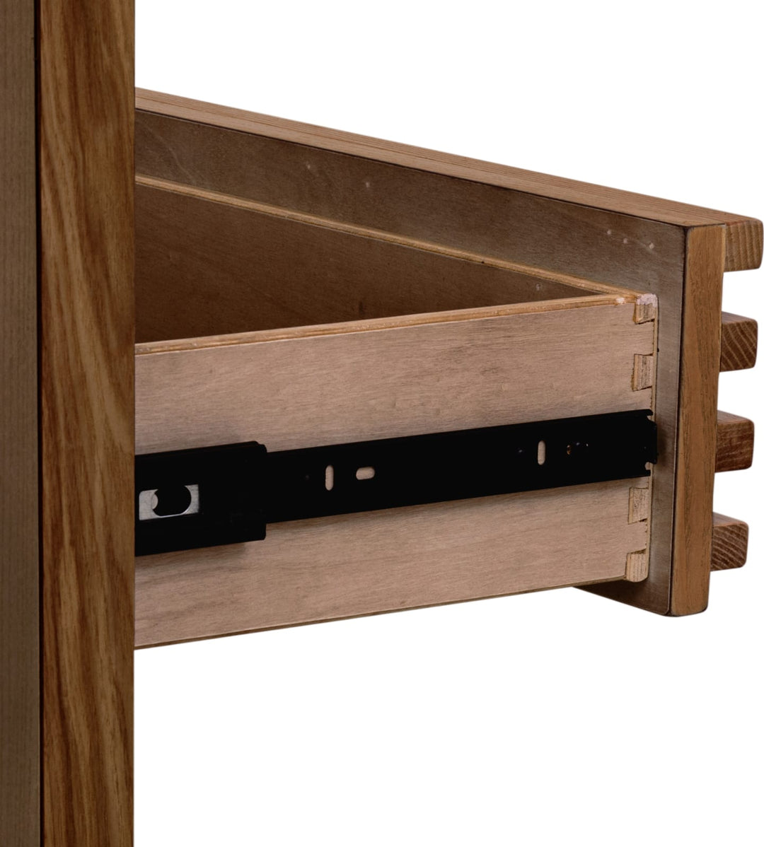 Tanner Three Drawer Ash Wood Nightstand in Roux – view 4