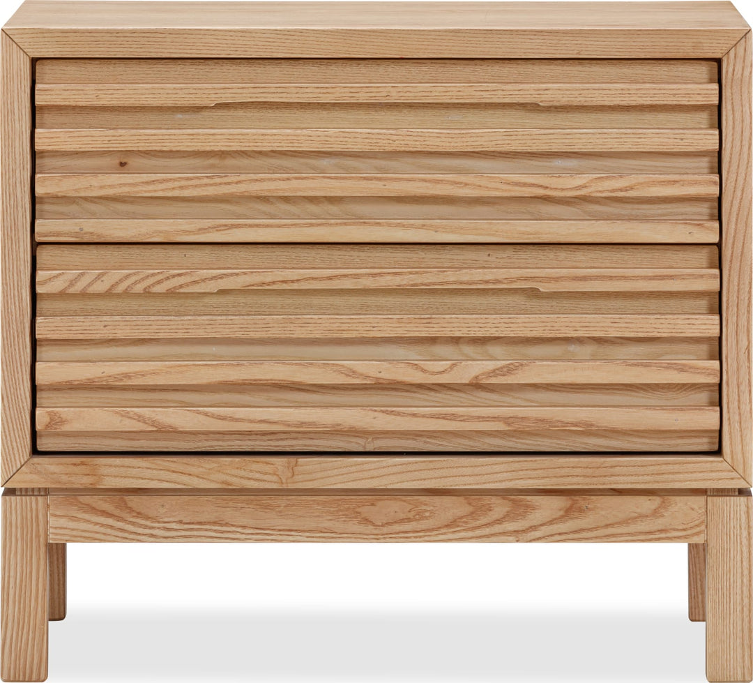 Tanner Two Drawer Ash Wood Nightstand in Flaxen – view 3
