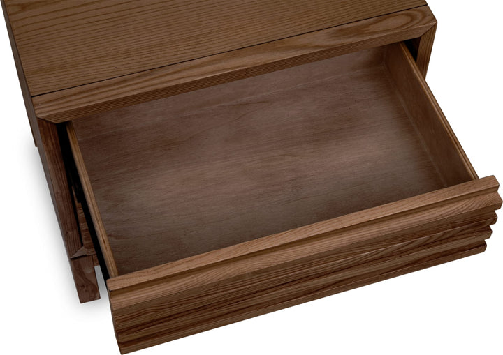 Tanner Two Drawer Ash Wood Nightstand in Roux – view 4