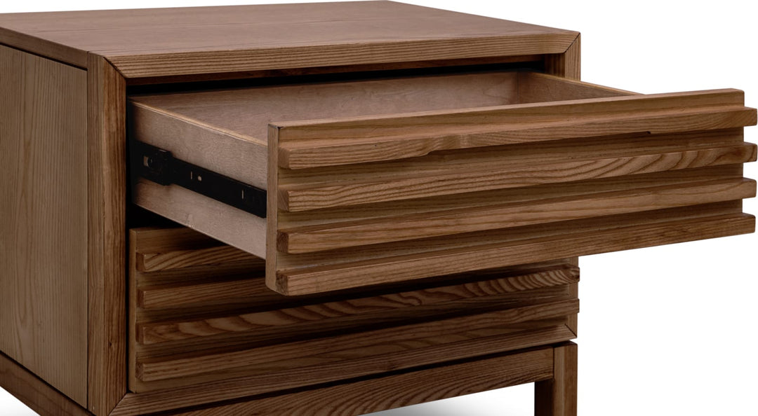Tanner Two Drawer Ash Wood Nightstand in Roux – view 5