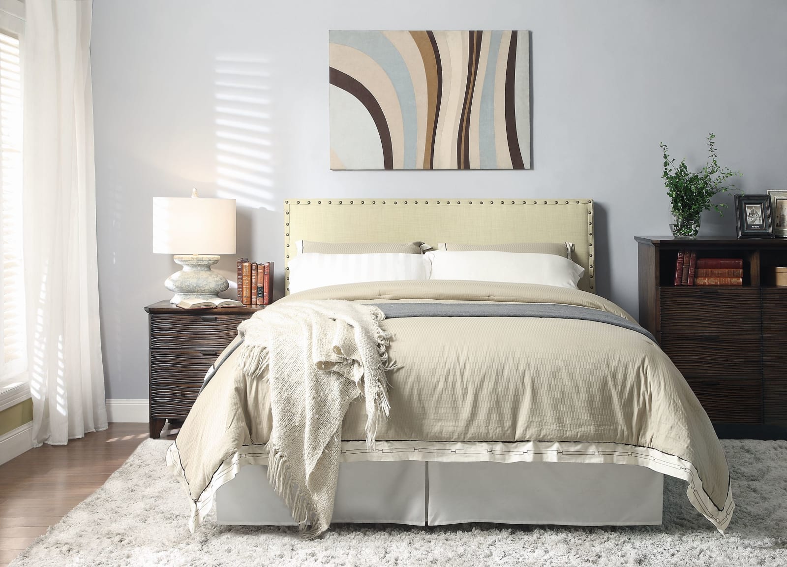 Tavel Full-size Nailhead Platform Bed in Tumbleweed – view 2