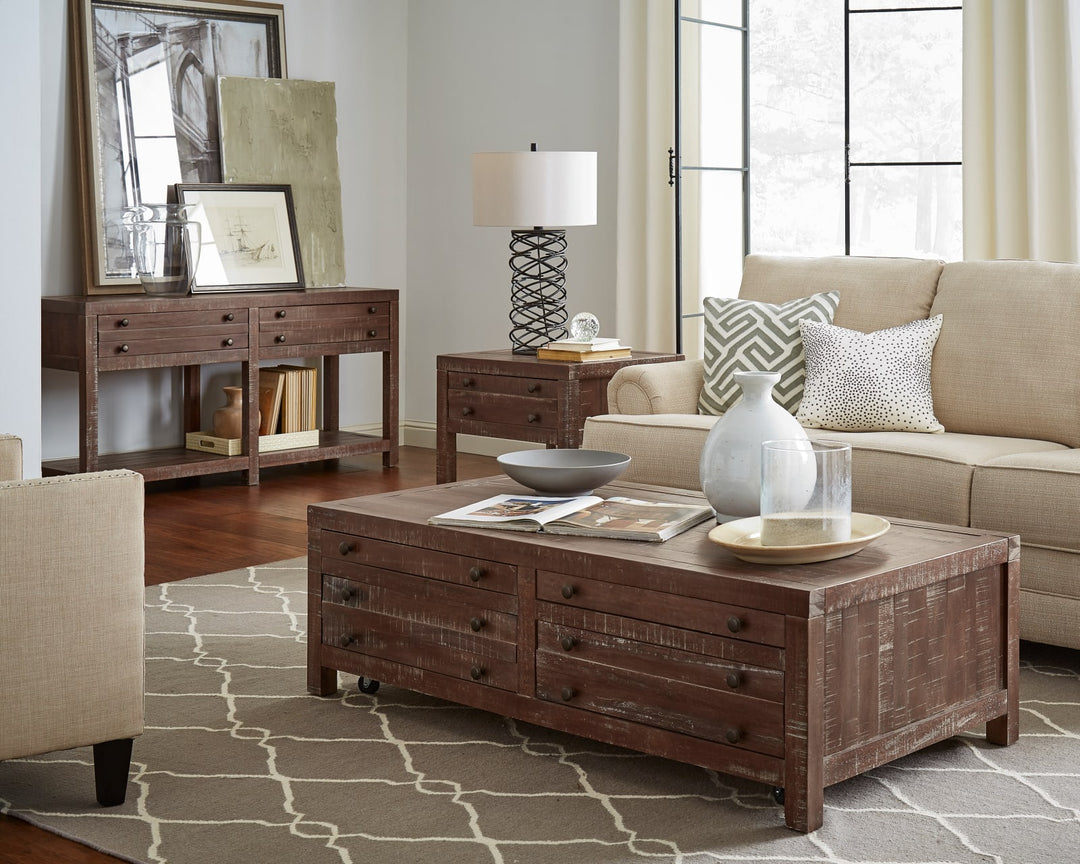 Townsend Solid Wood Castered Coffee Table in Java – view 2