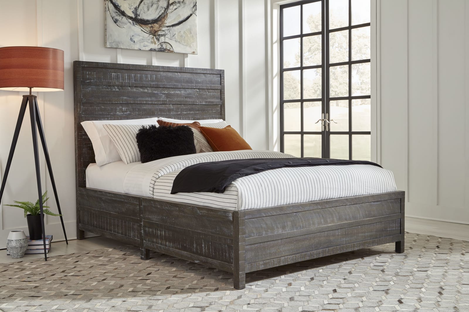 Townsend King-Size Solid Wood Low-Profile Bed in Gunmetal