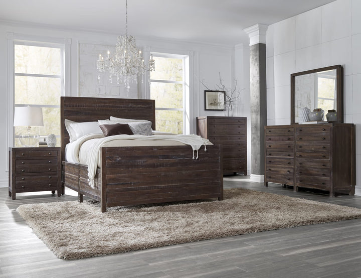 Townsend California King-size Solid Wood Panel Bed in Java – view 2
