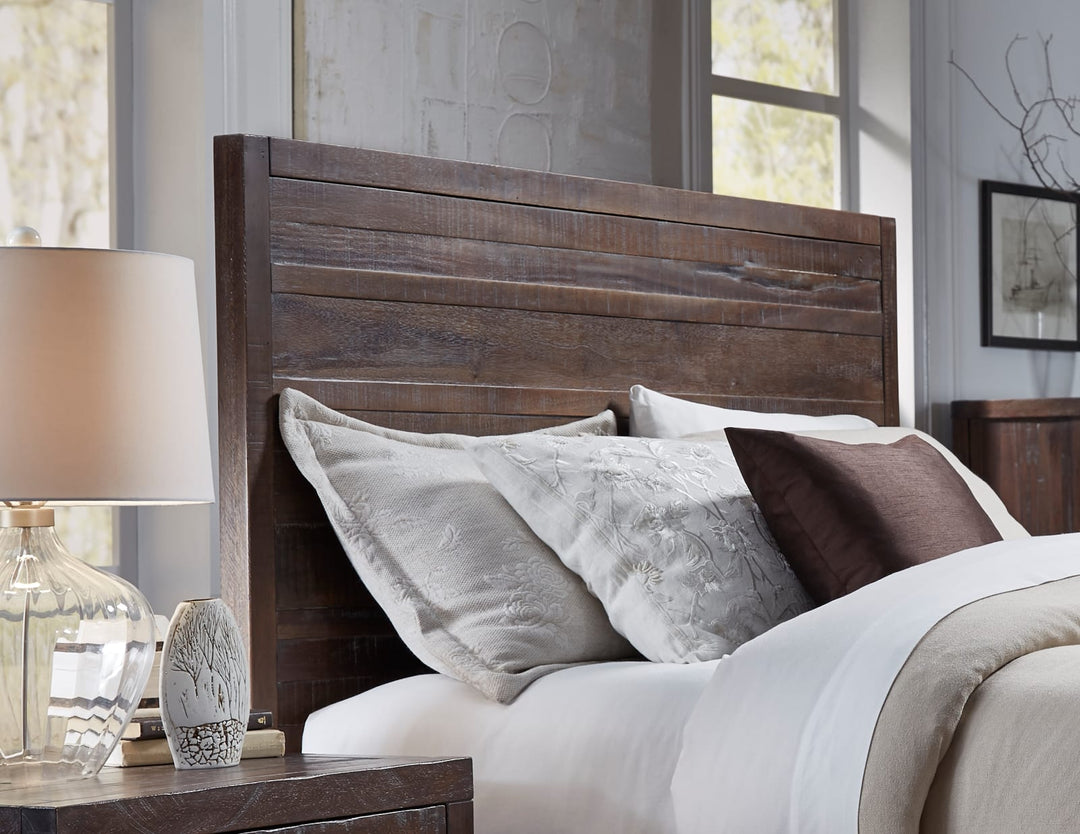 Townsend California King-size Solid Wood Panel Bed in Java – view 3