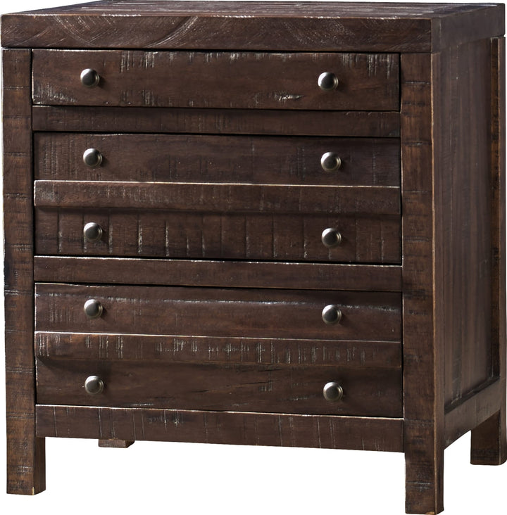 Townsend Three Drawer Solid Wood Nightstand in Java – view 4