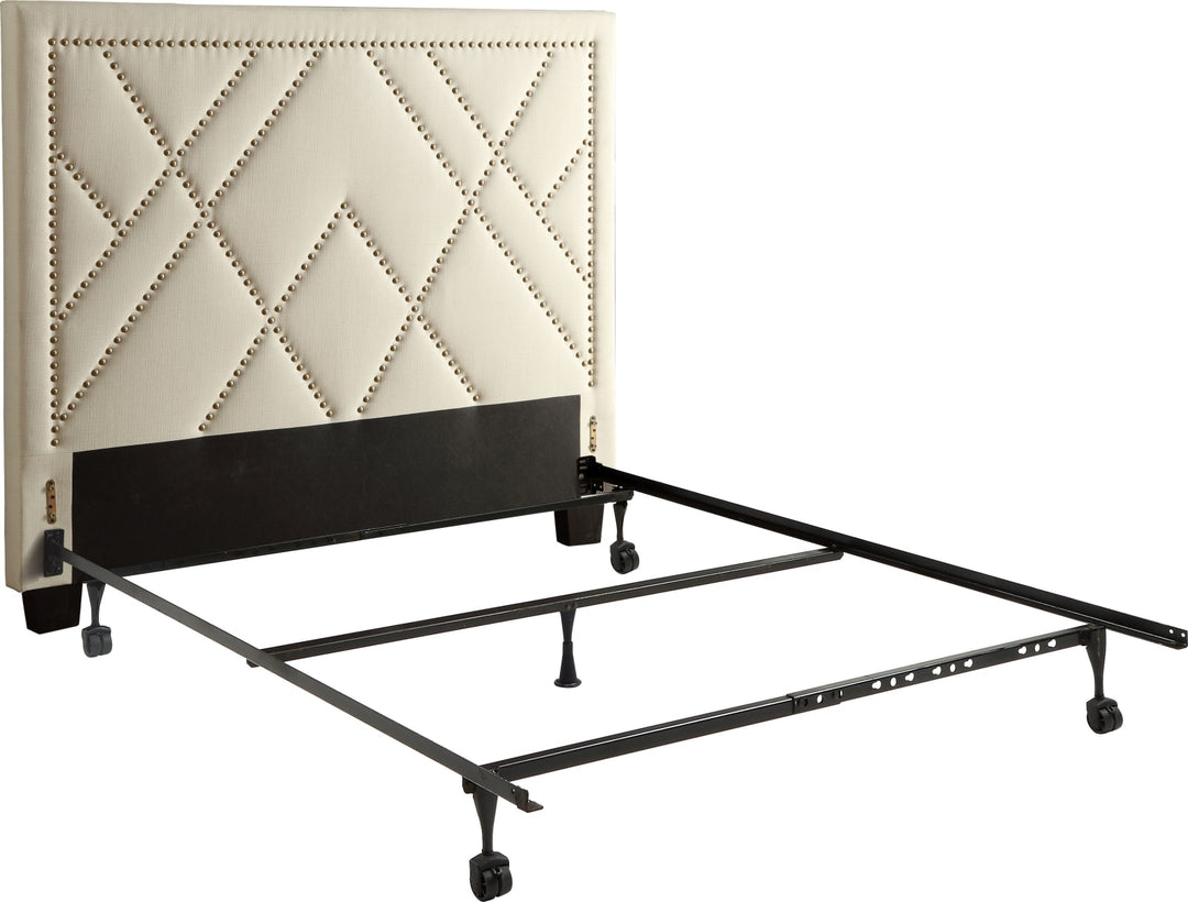 Vienne Full-size Nailhead Patterned Upholstered Headboard in Powder – view 7