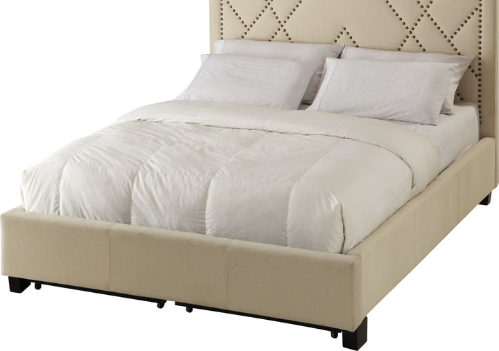 Vienne Full-size Nailhead Patterned Platform Storage Bed in Powder – view 5
