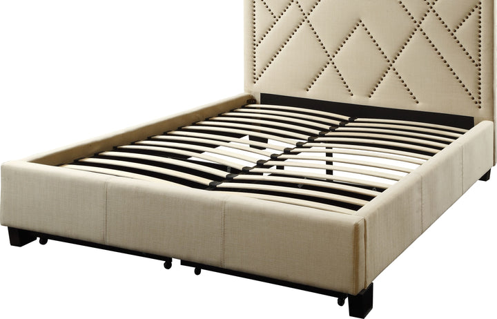Vienne Full-size Nailhead Patterned Platform Storage Bed in Powder – view 8