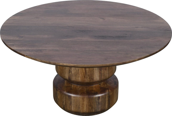 Virton Solid Wood Round Coffee Table in Smoked Brown – view 3