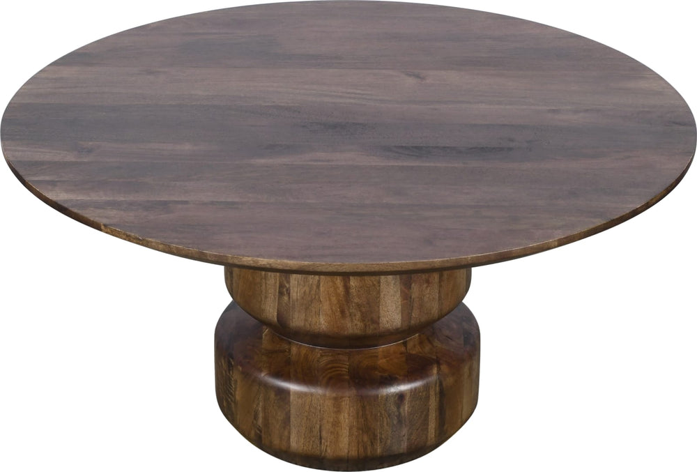 Virton Solid Wood Round Coffee Table in Smoked Brown – view 3