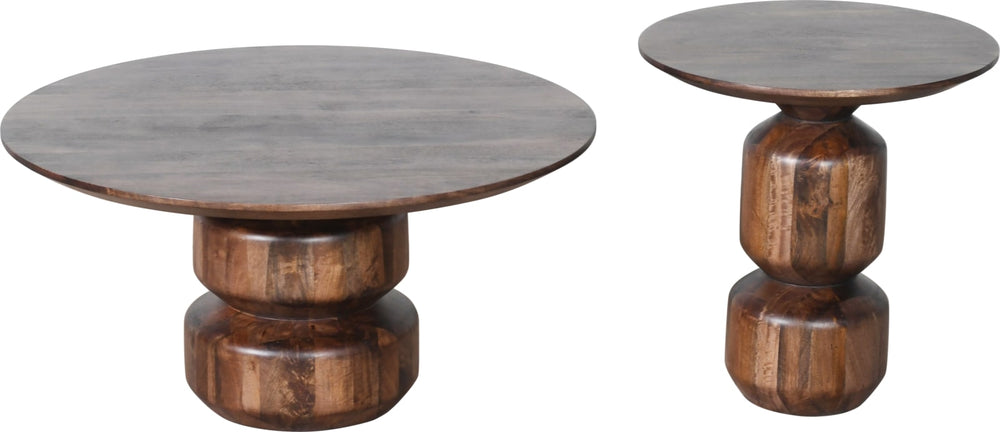 Virton Solid Wood Round Coffee Table in Smoked Brown – view 5