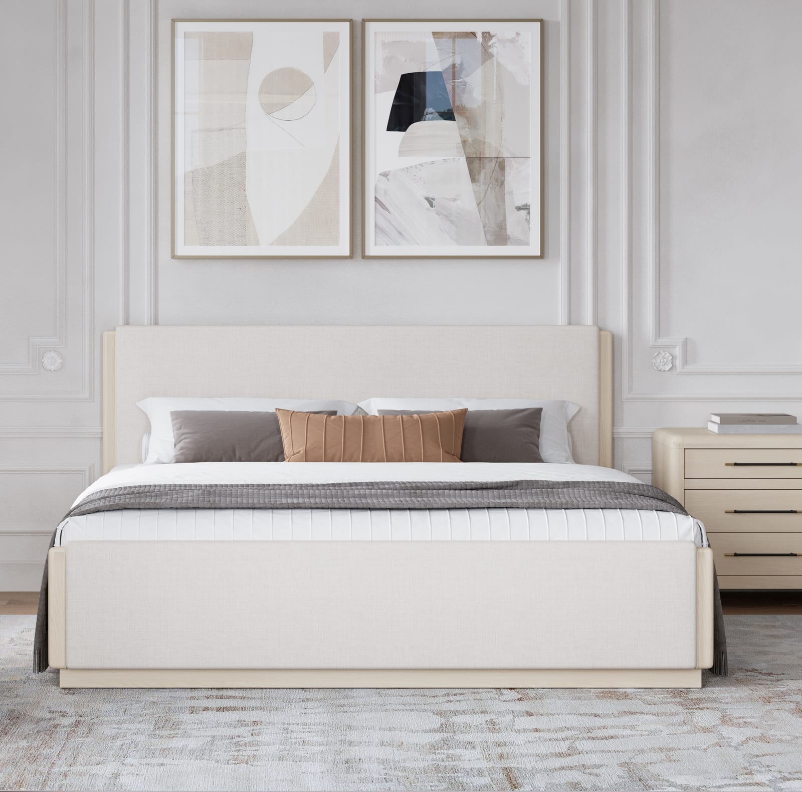 Wallen Uph Full Bed - Wht Snd