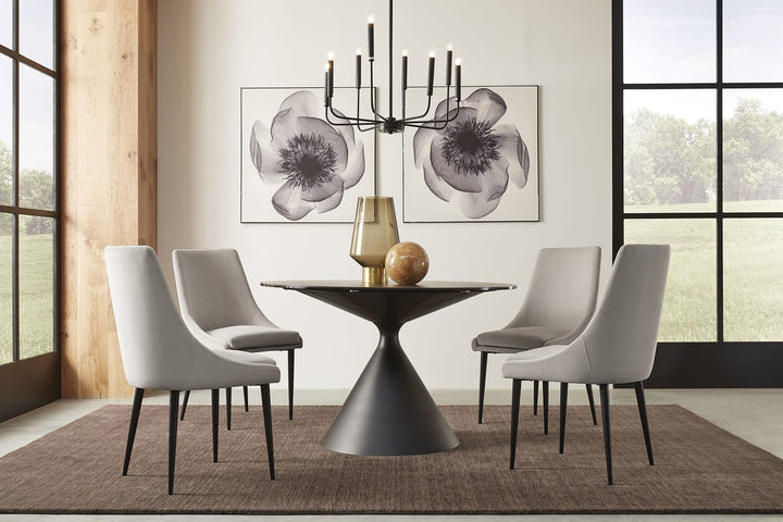 Winston Stone Top Metal Base Round Dining Table in Black – view 2