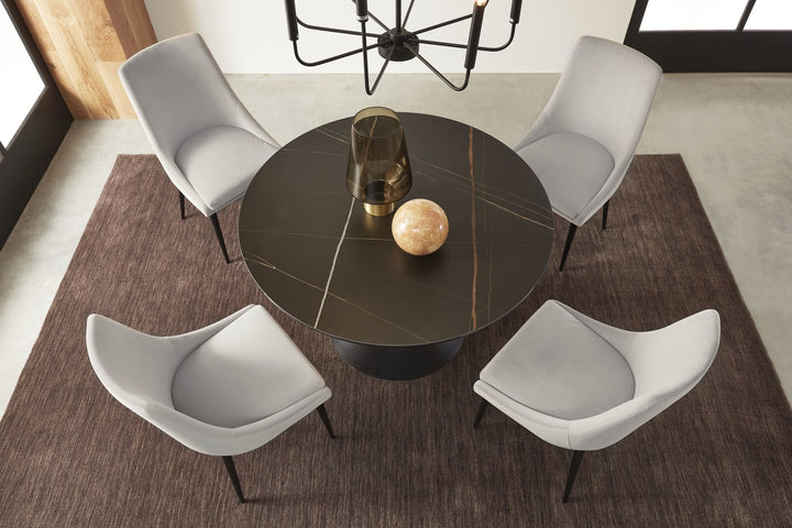Winston Stone Top Metal Base Round Dining Table in Black – view 3