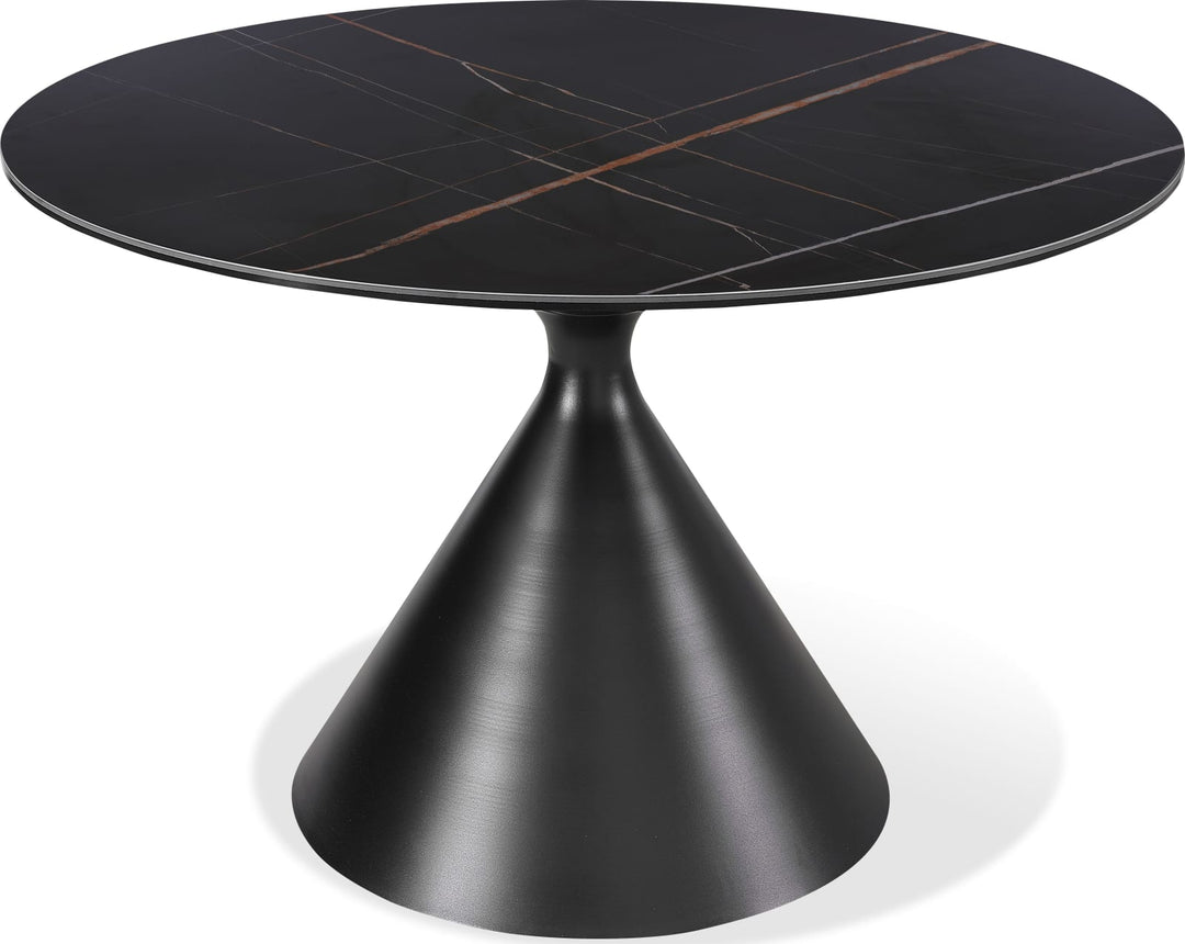 Winston Stone Top Metal Base Round Dining Table in Black – view 5