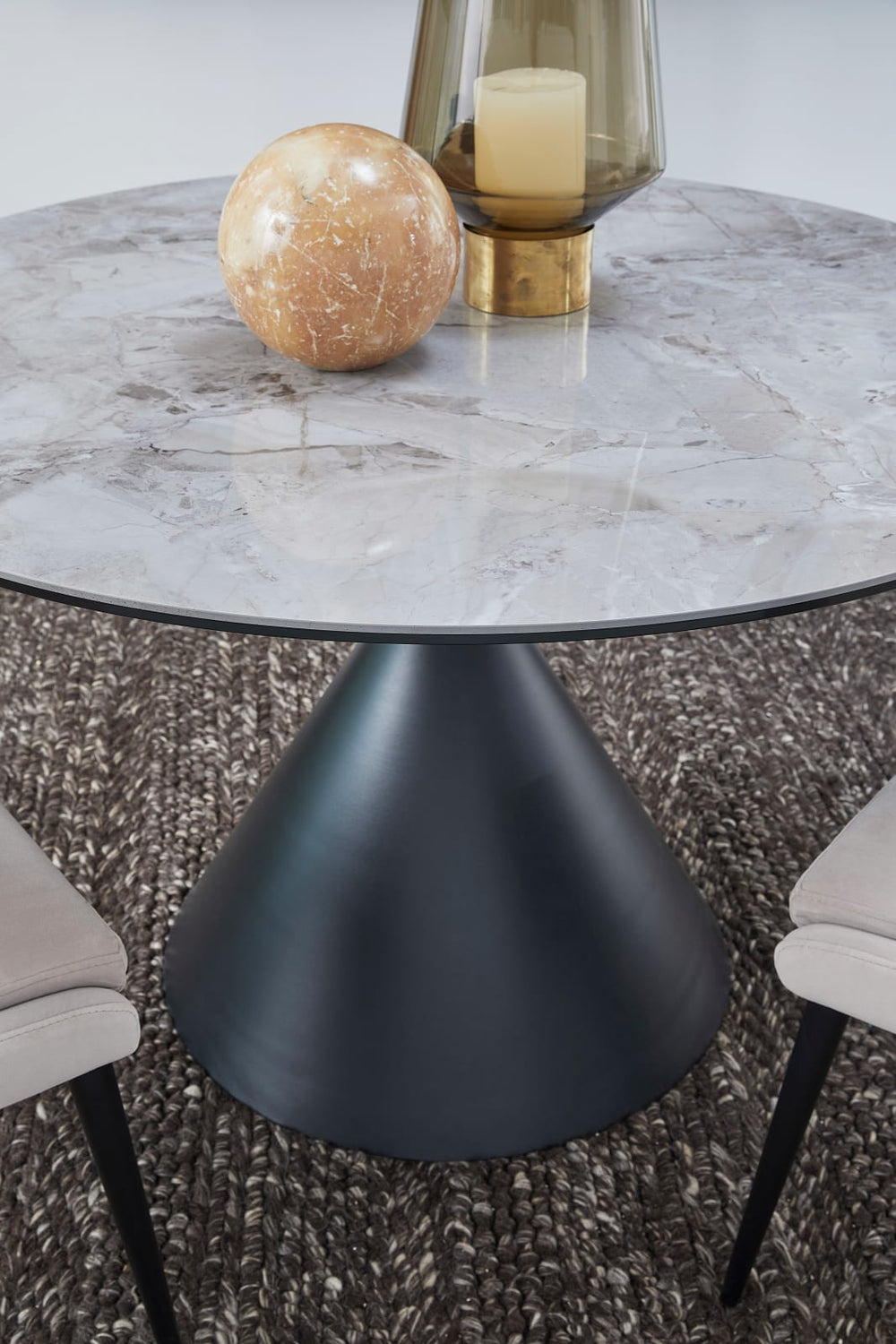 Winston Stone Top Metal Base Round Dining Table in Grigio – view 2