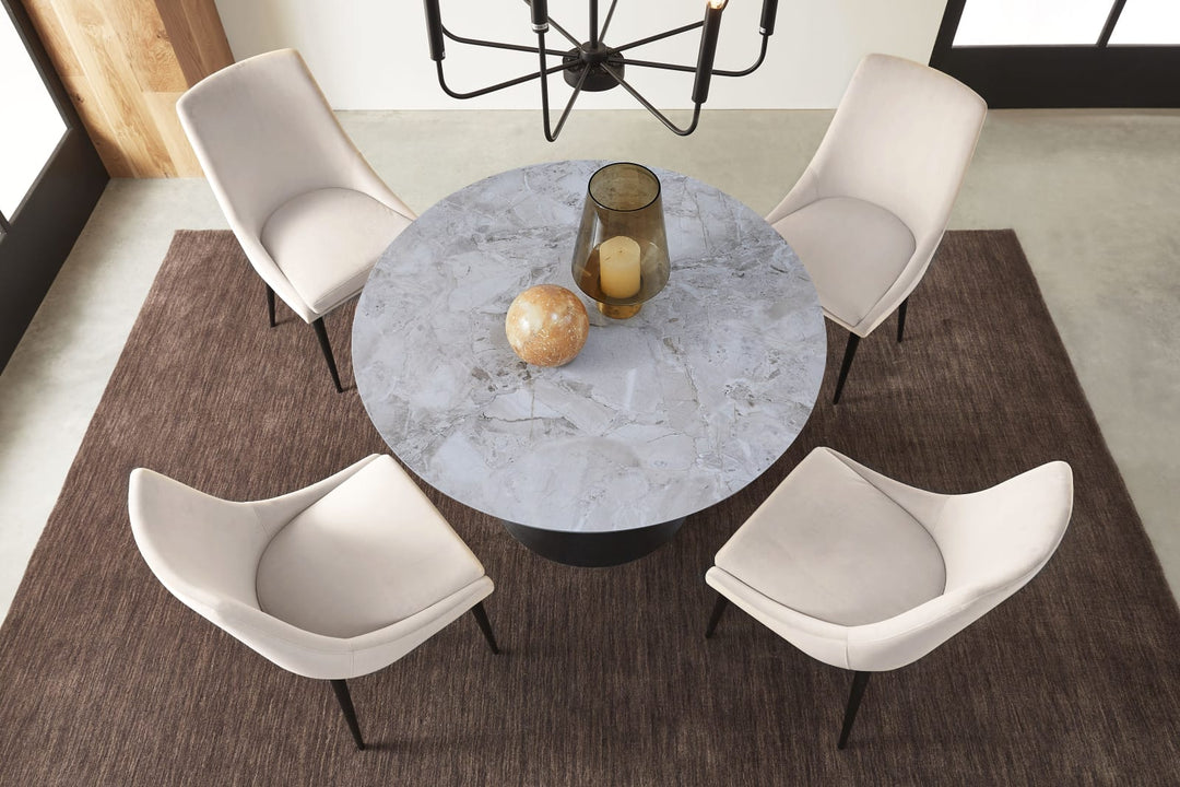 Winston Stone Top Metal Base Round Dining Table in Grigio – view 3