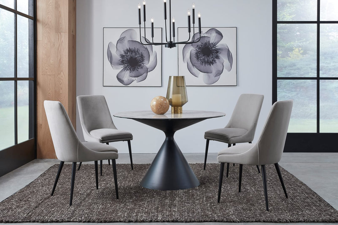 Winston Stone Top Metal Base Round Dining Table in Grigio – view 4