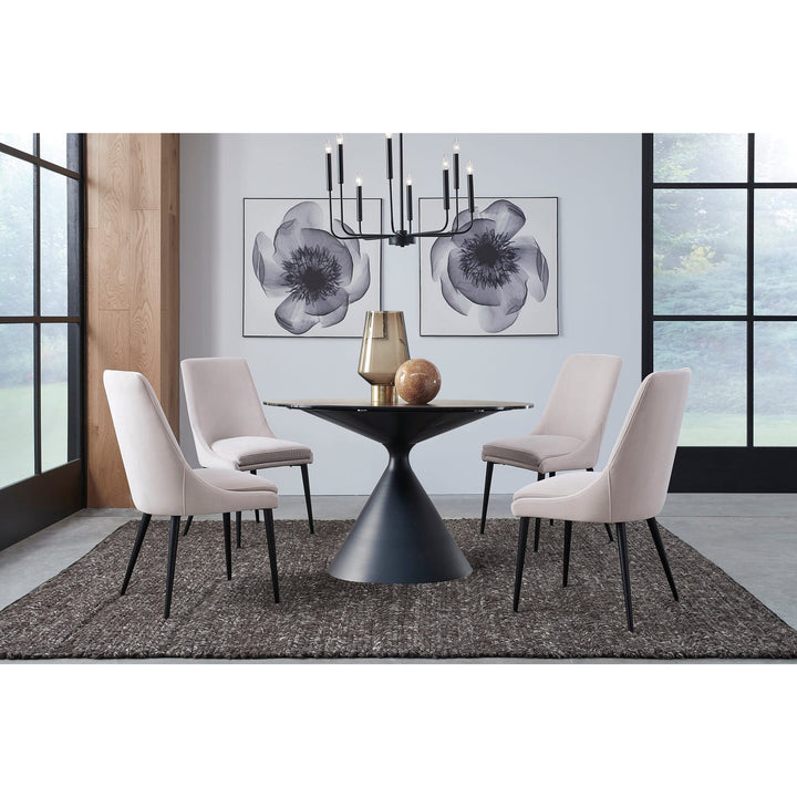 Winston Upholstered Metal Leg Dining Chair in Cream and Black (Set of 2)