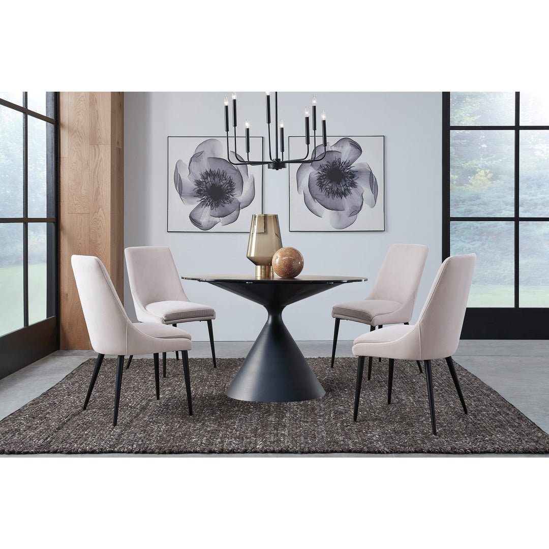 Winston Upholstered Metal Leg Dining Chair in Cream and Black (Set of 2)