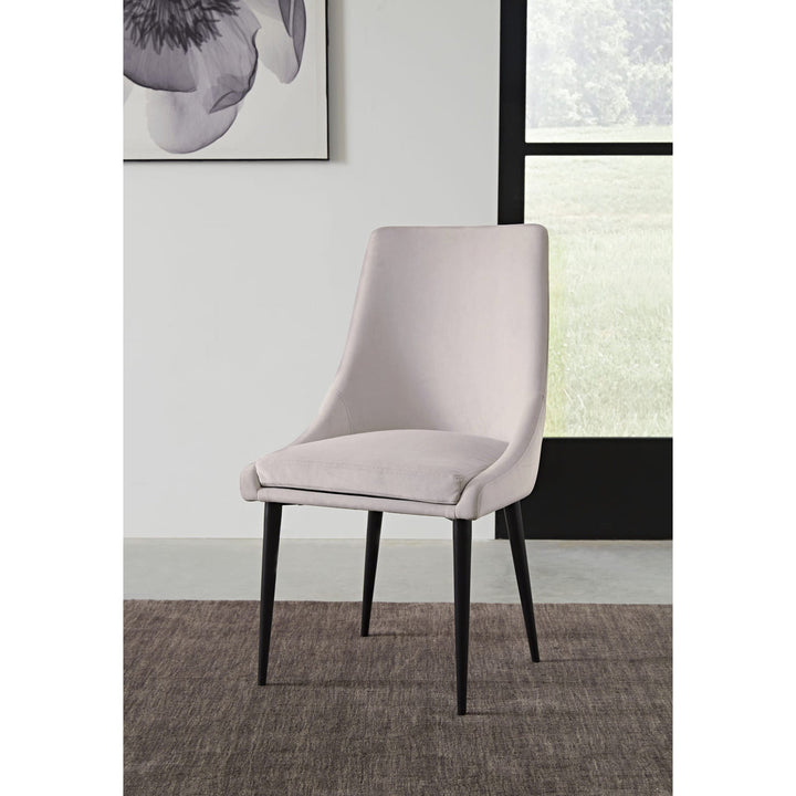 Winston Upholstered Metal Leg Dining Chair in Cream and Black (Set of 2)