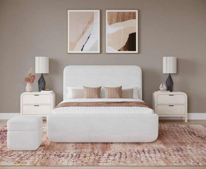 Wisteria Queen-size Upholstered Platform Bed in Frosty Corduroy