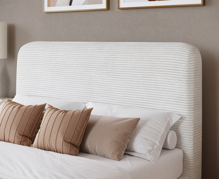 Wisteria Queen-size Upholstered Platform Bed in Frosty Corduroy – view 3