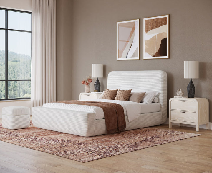 Wisteria California King-size Upholstered Platform Bed in Frosty Corduroy – view 4