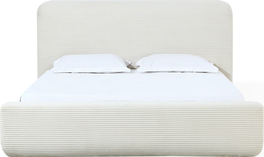 Wisteria Queen-size Upholstered Platform Bed in Frosty Corduroy – view 5