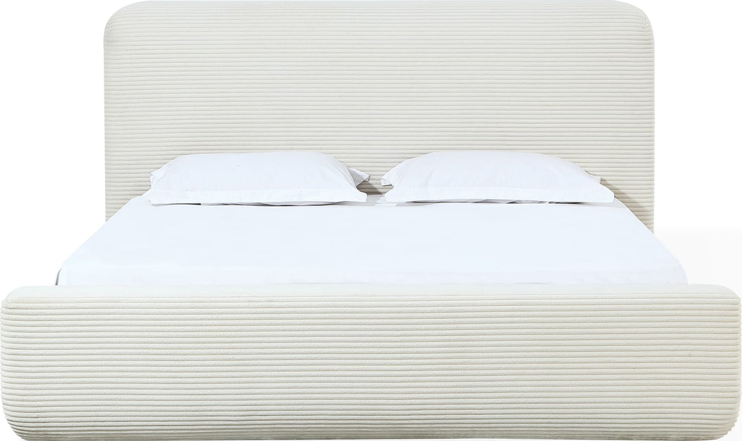 Wisteria Queen-size Upholstered Platform Bed in Frosty Corduroy – view 5