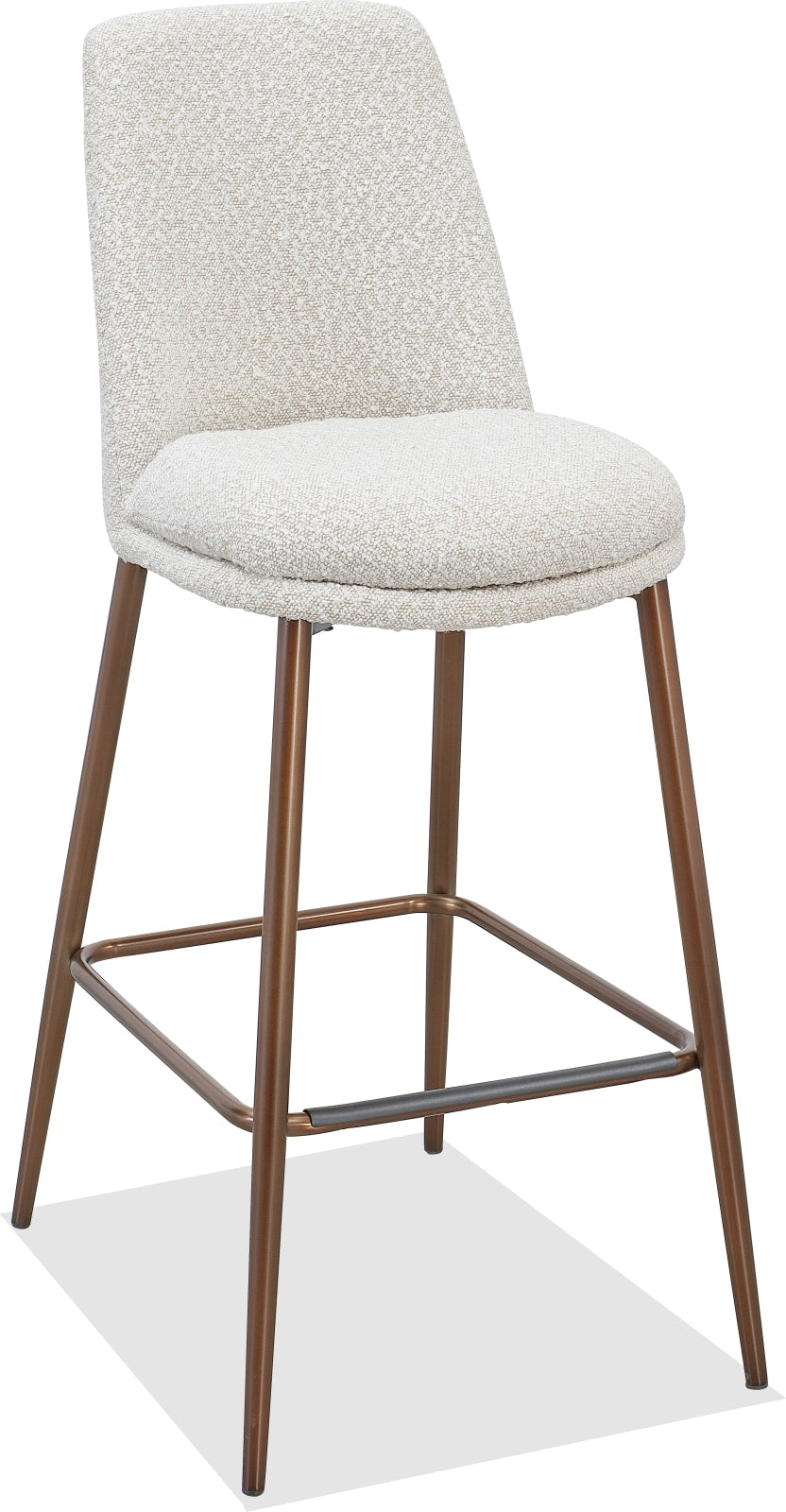 Wyatt Upholstered Bar Stool in Ricotta Boucle and Bronze Metal – view 2