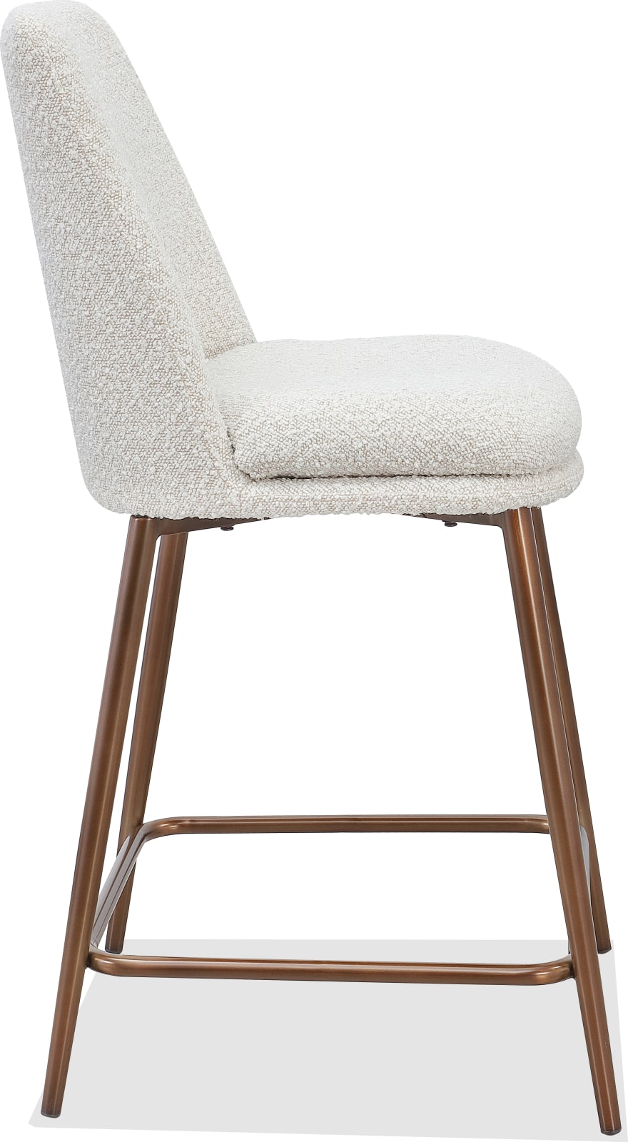 Wyatt Upholstered Counter Stool in Ricotta Boucle and Bronze Metal – view 3