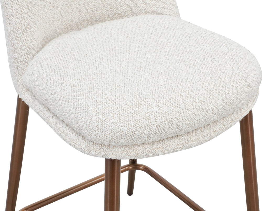 Wyatt Upholstered Counter Stool in Ricotta Boucle and Bronze Metal – view 5