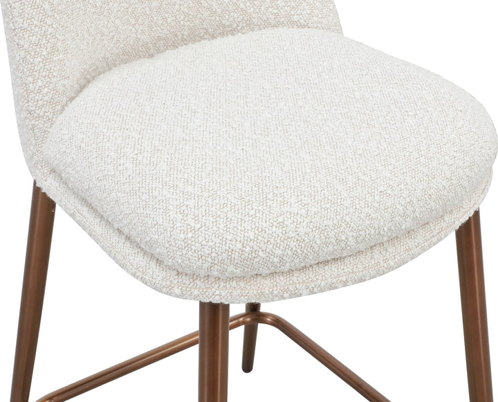 Wyatt Upholstered Counter Stool in Ricotta Boucle and Bronze Metal – view 5