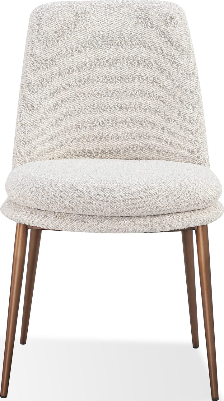 Wyatt Upholstered Dining Chair in Ricotta Boucle and Bronze Metal – view 2