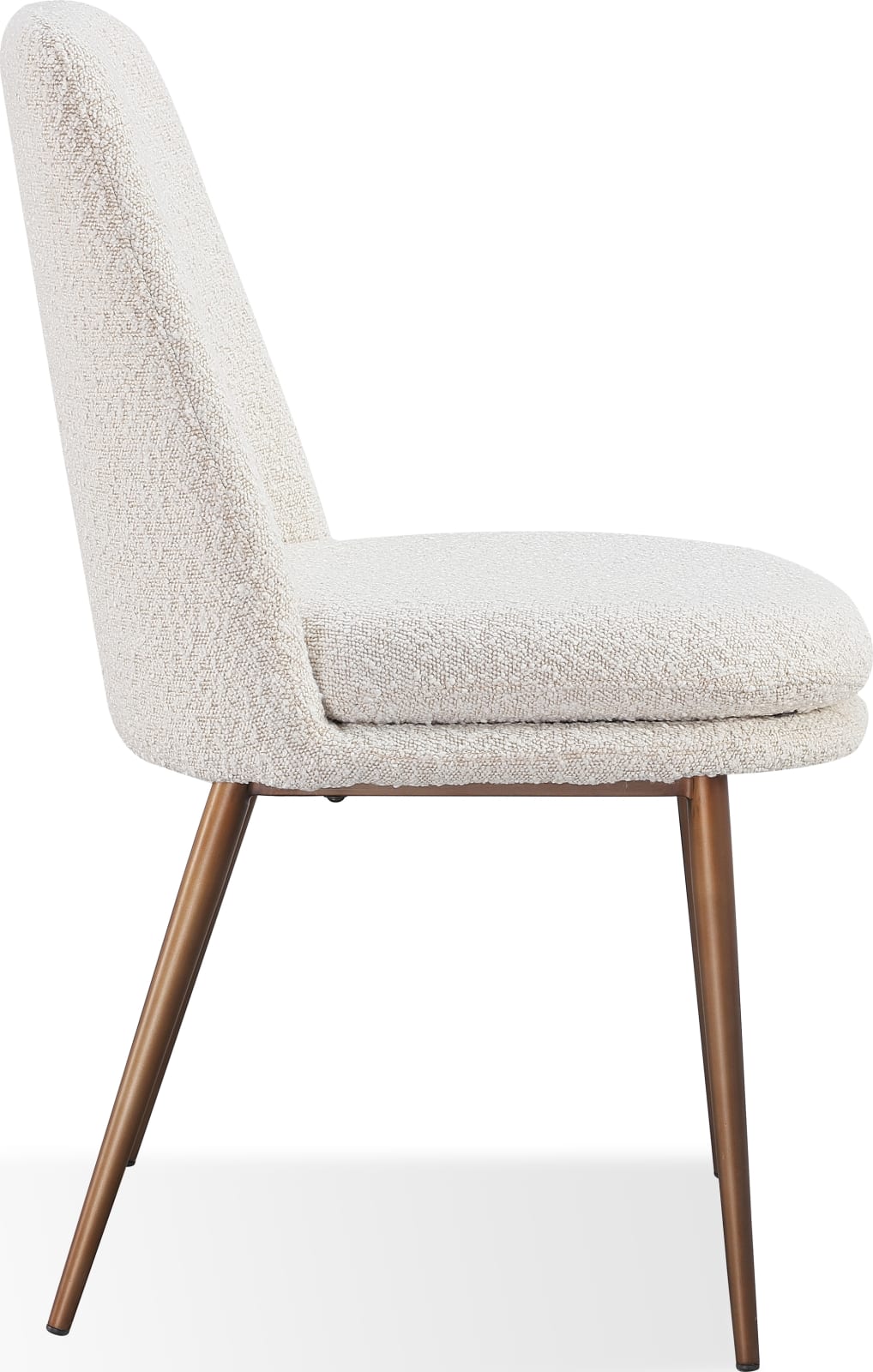 Wyatt Upholstered Dining Chair in Ricotta Boucle and Bronze Metal – view 3