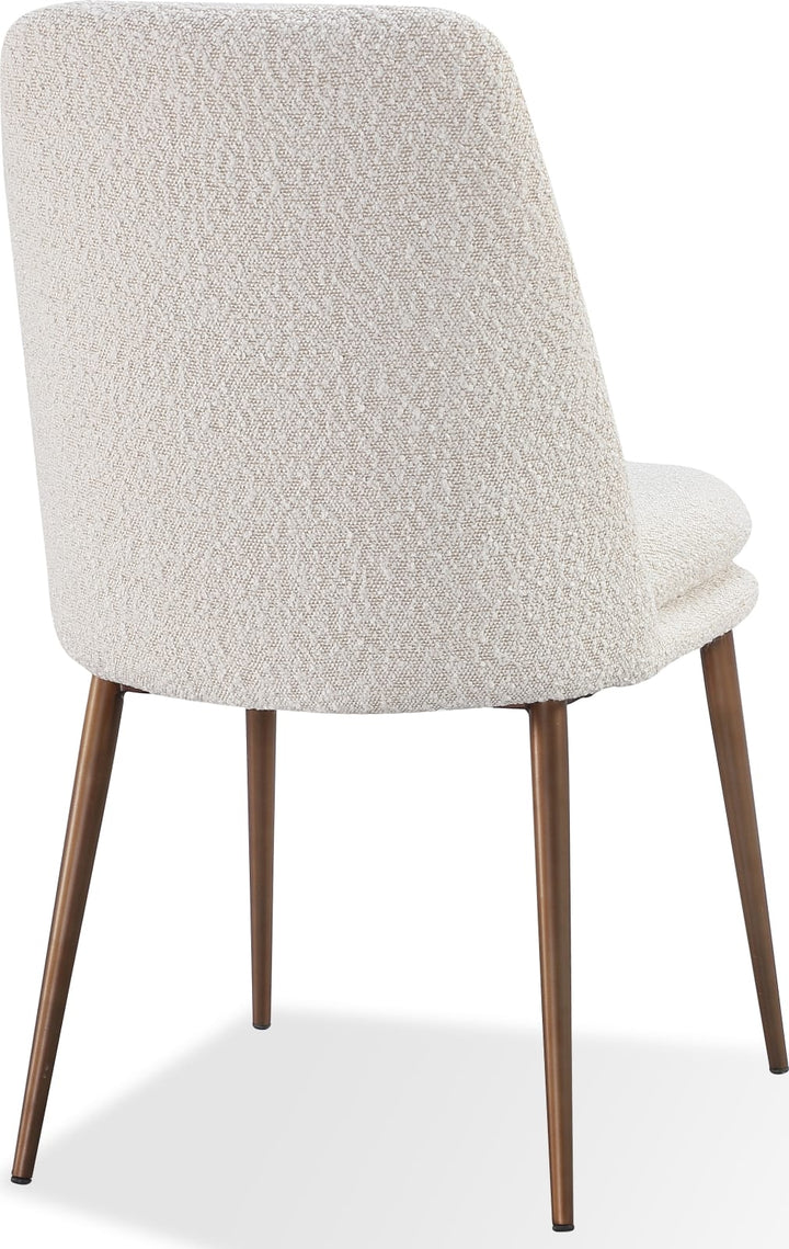 Wyatt Upholstered Dining Chair in Ricotta Boucle and Bronze Metal – view 4