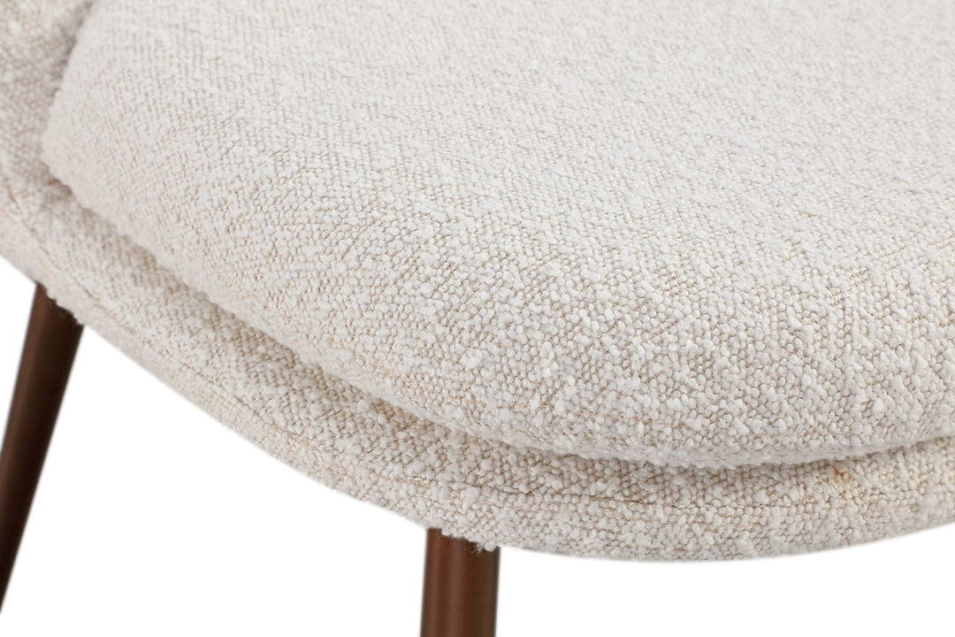 Wyatt Upholstered Dining Chair in Ricotta Boucle and Bronze Metal – view 5