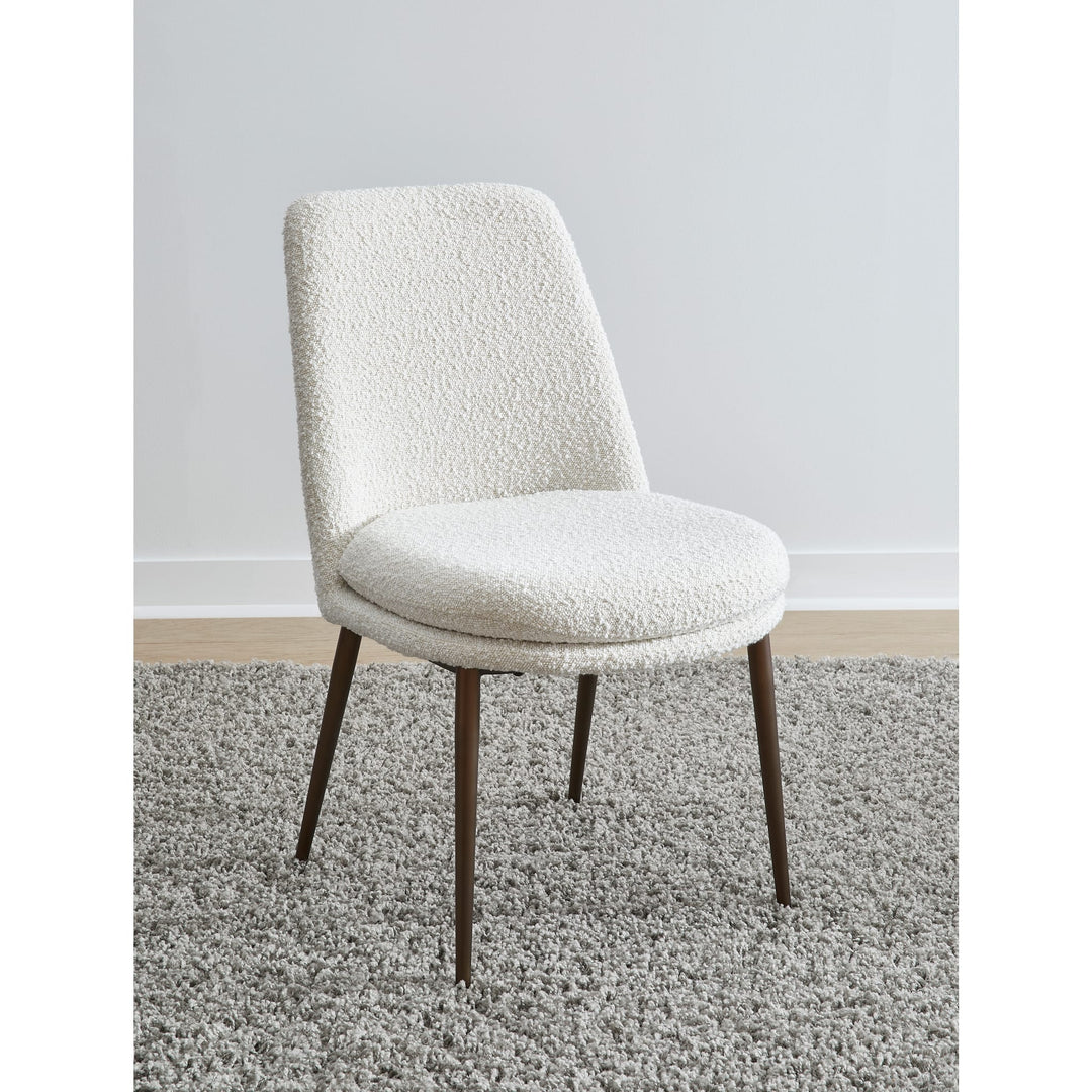 Wyatt Upholstered Dining Chair in Ricotta Boucle and Bronze Metal (Set of 2)