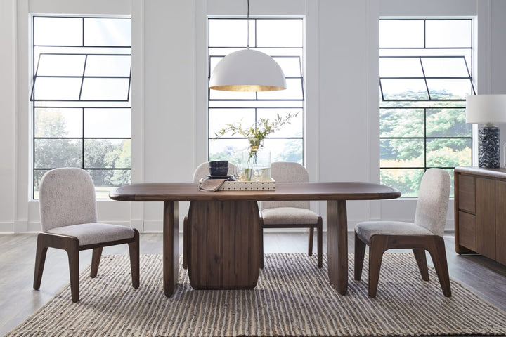 Xolani Chenille Upholstered Dining Chair in Chinchilla and Impala – view 8