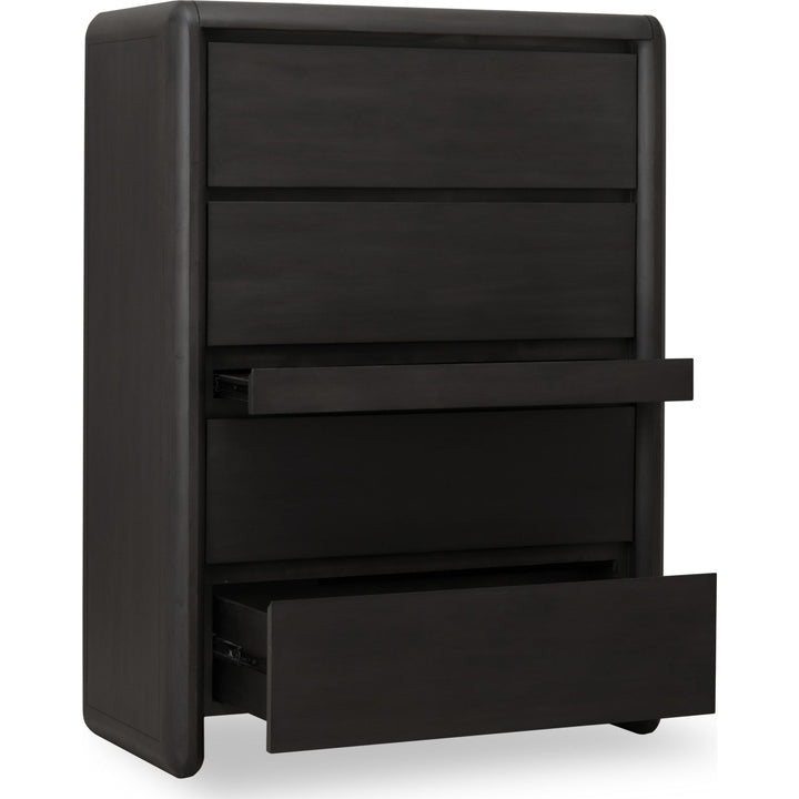 Xolani Five Drawer Acacia Wood Chest with Jewelry Tray in Jaguar